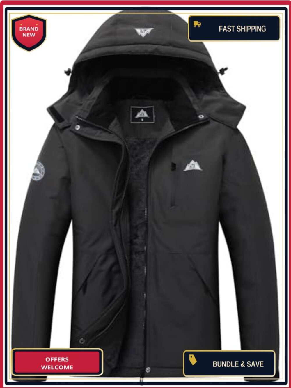 Women's Waterproof Insulated Ski Snowboard Jacket with Detachable Hood, Zipper